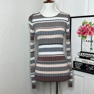 Elizabeth & James Striped Multicolored Ribbed Knit Sweater Size S